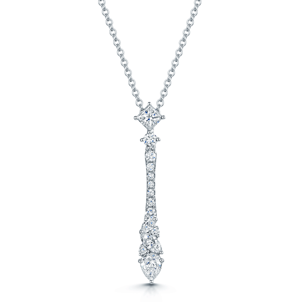 Berry's 18ct White Gold Princess, Pear, Marquise And Round Brilliant Cut Diamond Fancy Pendant - Berry's Jewellers