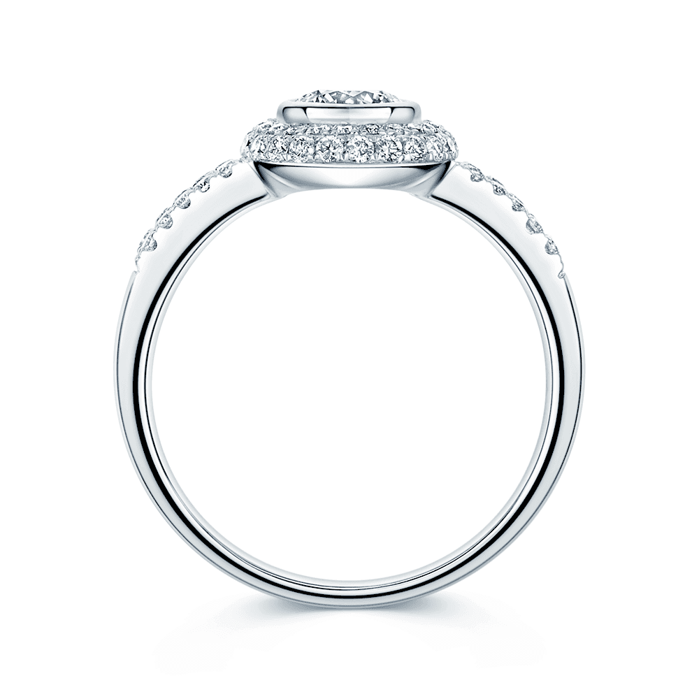 Rub Over Stone Setting 18ct White Gold Round Brilliant Cut 0.58 Carat Diamond Rub Over Set Si