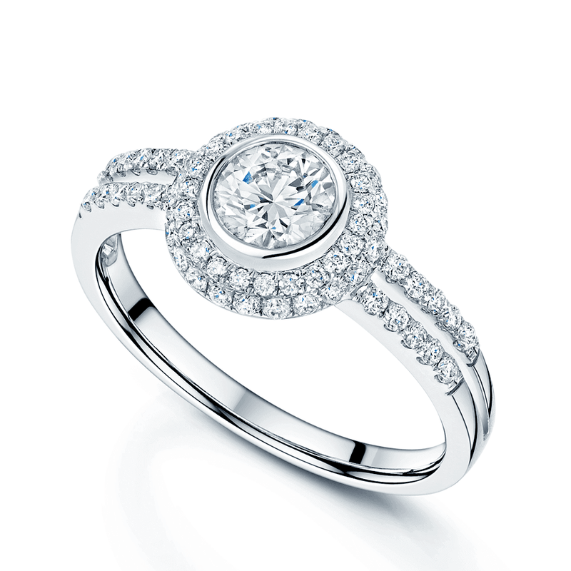 Rub Over Stone Setting 18ct White Gold Round Brilliant Cut 0.58 Carat Diamond Rub Over Set Si