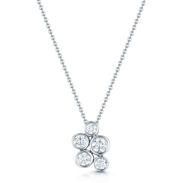 Berry's 18ct White Gold Round Brilliant Cut Diamond Bubble Rub Over Pendant - Berry's Jewellers