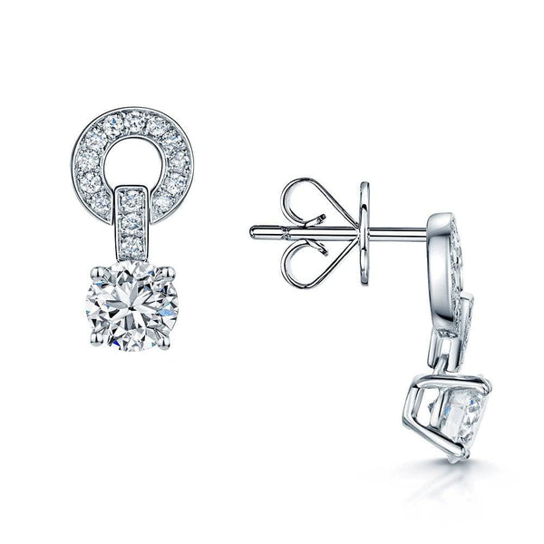 Berry's 18ct White Gold Round Brilliant Cut Diamond Drop Circular Earrings - Berry's Jewellers