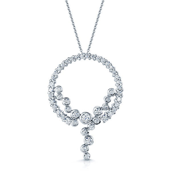 Berry's 18ct White Gold Round Brilliant Cut Diamond Fancy Circular Pendant - Berry's Jewellers