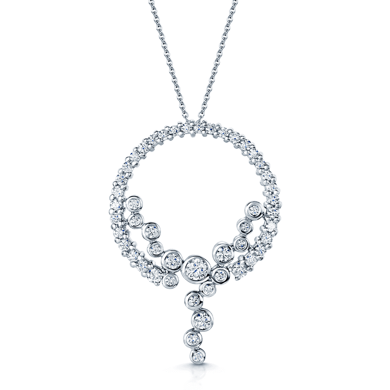 Berry's 18ct White Gold Round Brilliant Cut Diamond Fancy Circular Pendant - Berry's Jewellers