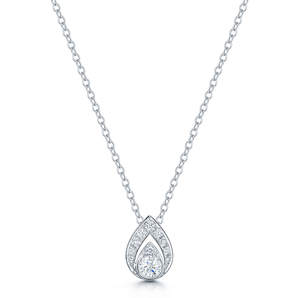 Berry's 18ct White Gold Round Brilliant Cut Diamond Fancy Pear Shaped Pendant - Berry's Jewellers