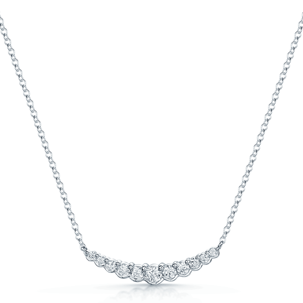Berry's 18ct White Gold Round Brilliant Cut Diamond Fancy Rubover Necklace - Berry's Jewellers