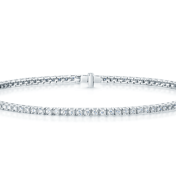 Berry's 18ct White Gold Round Brilliant Cut Diamond Four Claw Set Tennis Bracelet - Berry's Jewellers