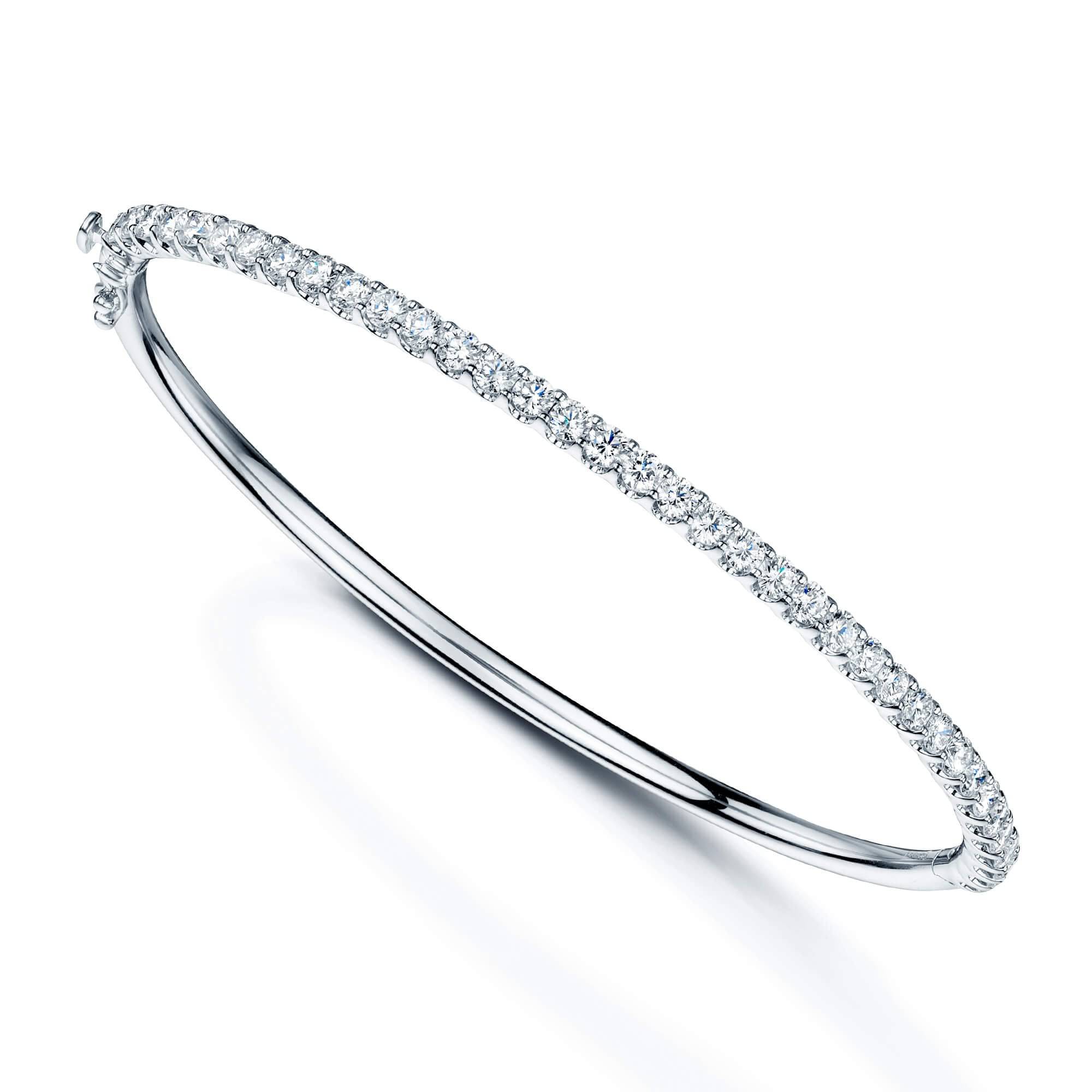 Berry's 18ct White Gold Round Brilliant Cut Diamond Hinged Bangle - Berry's Jewellers