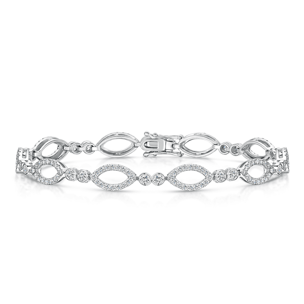 Berry's 18ct White Gold Round Brilliant Cut Diamond Marquise Shaped link Bracelet - Berry's Jewellers