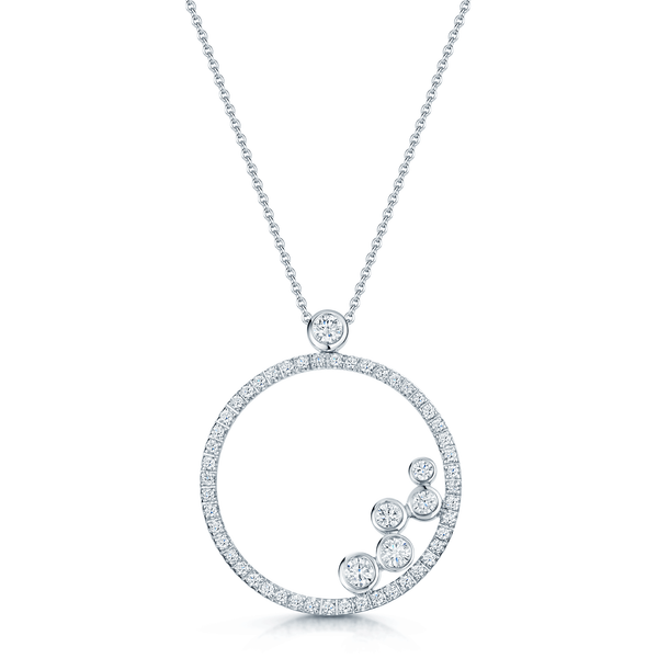 Berry's 18ct White Gold Round Brilliant Cut Diamond Open Circle Pendant - Berry's Jewellers