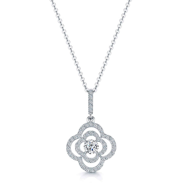 Berry's 18ct White Gold Round Brilliant Cut Diamond Open Flower Pendant - Berry's Jewellers