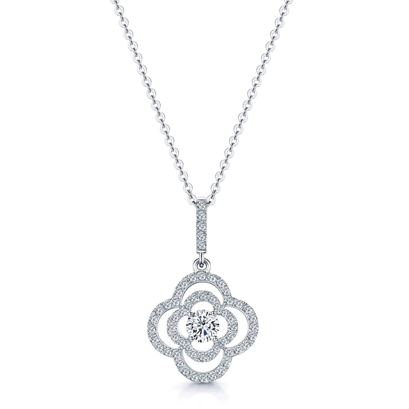 Berry's 18ct White Gold Round Brilliant Cut Diamond Open Flower Pendant - Berry's Jewellers