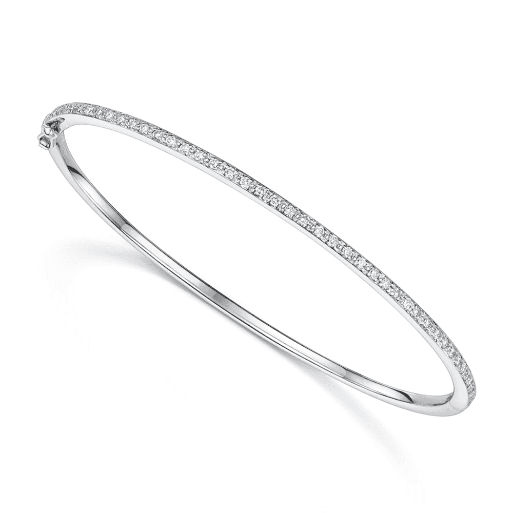 Berry's 18ct White Gold Round Brilliant Cut Diamond Pave Set Bangle - Berry's Jewellers