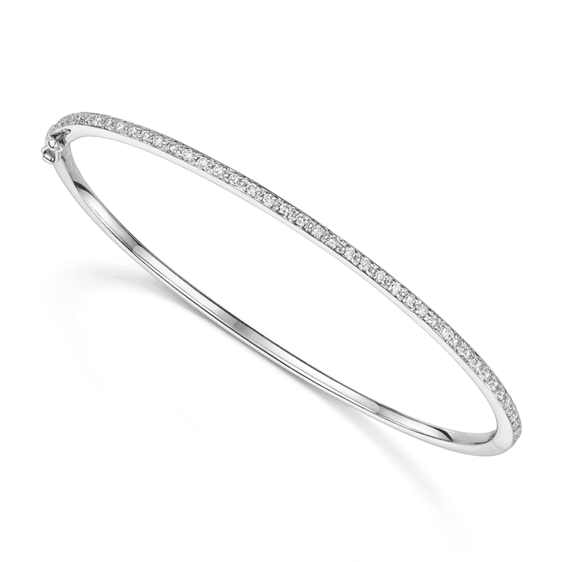 Berry's 18ct White Gold Round Brilliant Cut Diamond Pave Set Bangle - Berry's Jewellers