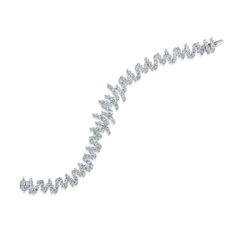 Berry's 18ct White Gold Round Brilliant Cut Diamond Zig-Zag Style Bracelet - Berry's Jewellers