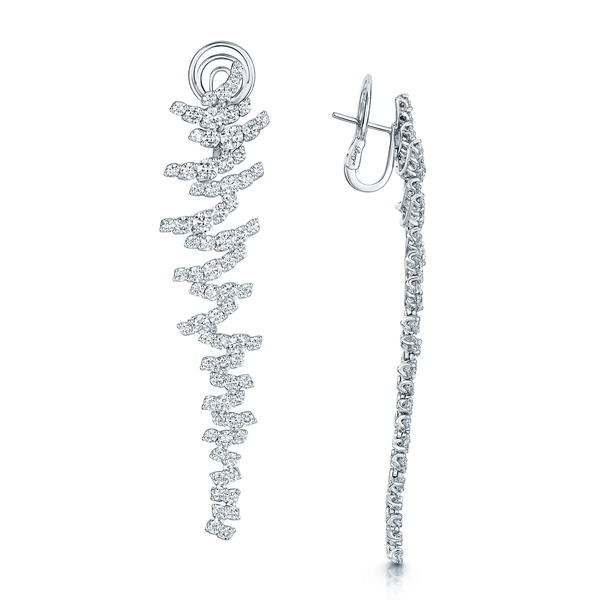 Berry's 18ct White Gold Round Brilliant Cut Diamond Zig-Zag Style Drop Earrings - Berry's Jewellers