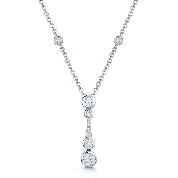 Berry's 18ct White Gold Round Brilliant Cut Icicle Diamond Drop Pendant - Berry's Jewellers