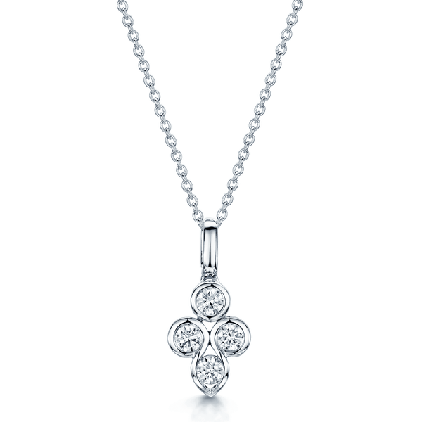 Berry's 18ct White Gold Round Brilliant Diamond Swirl Pendant - Berry's Jewellers
