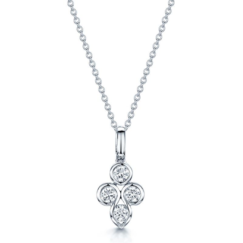 Berry's 18ct White Gold Round Brilliant Diamond Swirl Pendant - Berry's Jewellers