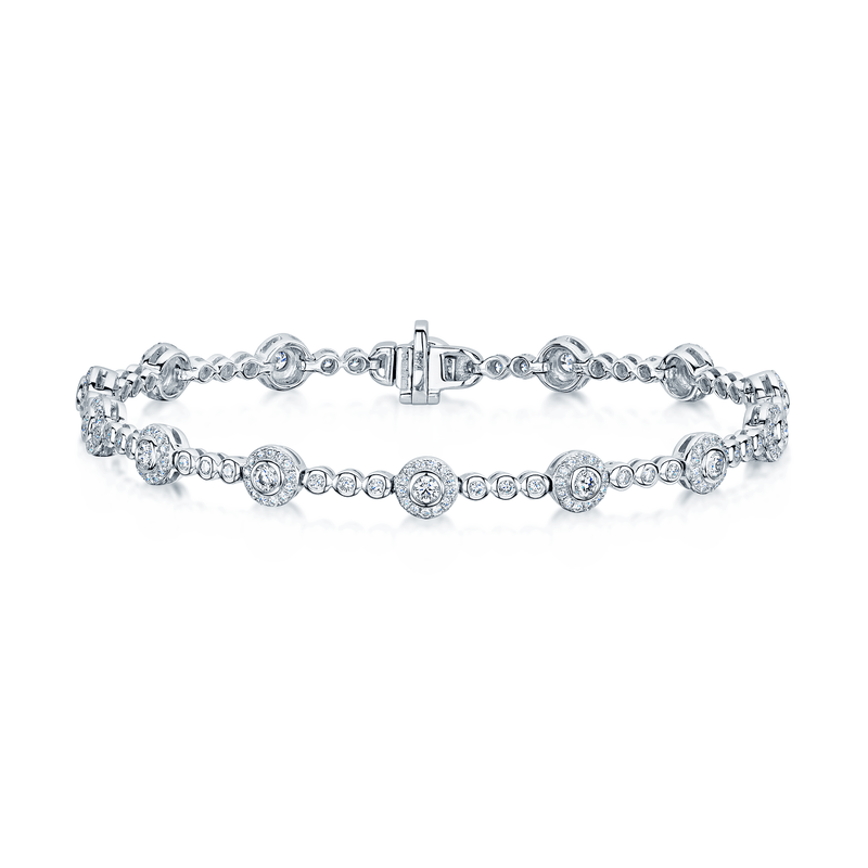 Berry's 18ct White Gold Round Brilliant Diamonds in a Rub Over Setting Bracelet - Berry's Jewellers