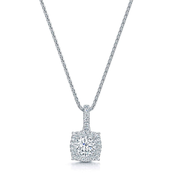 Berry's 18ct White Gold Round Brilliant GIA Certificated Pendant With Square Vintage Surround - Berry's Jewellers