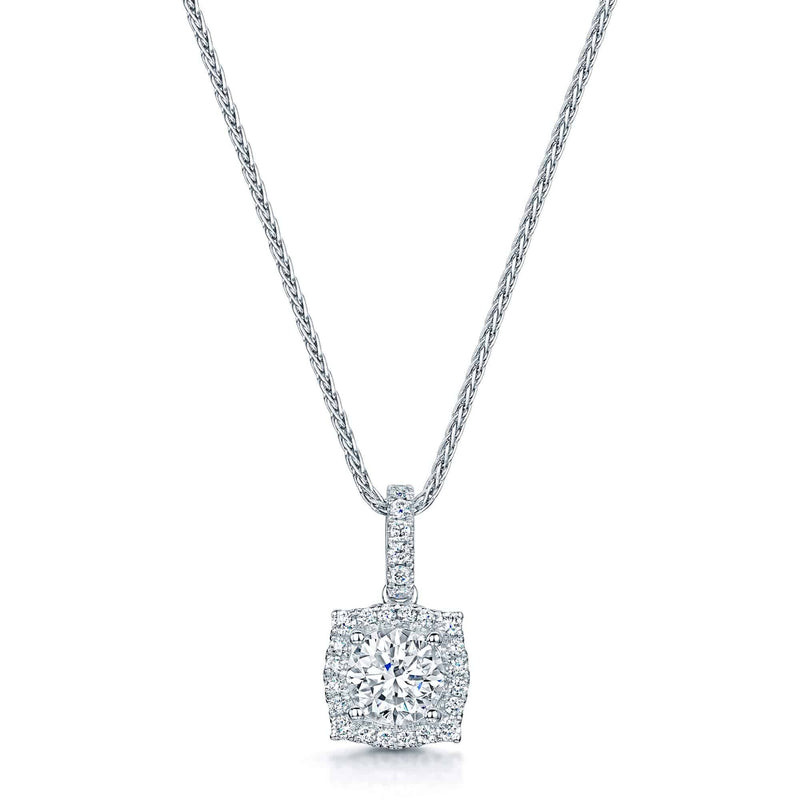 Berry's 18ct White Gold Round Brilliant GIA Certificated Pendant With Square Vintage Surround - Berry's Jewellers