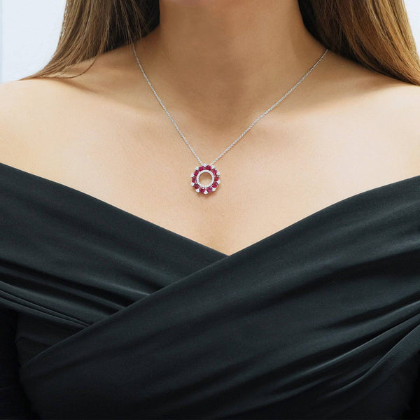 Berry's 18ct White Gold Ruby & Diamond Open Circle Pendant - Berry's Jewellers