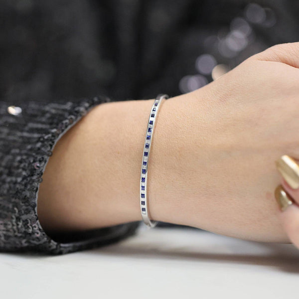 Berry's 18ct White Gold Sapphire And Diamond Bangle - Berry's Jewellers