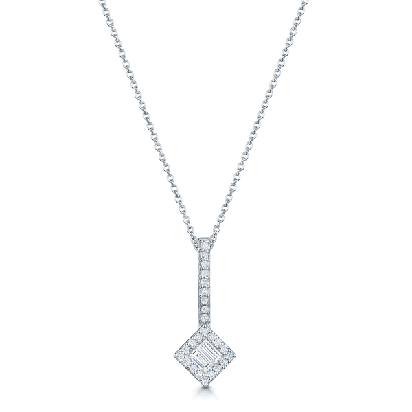 Berry's 18ct White Gold Square Diamond Set Pendant - Berry's Jewellers