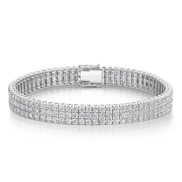 Berry's 18ct White Gold Three Row Round Brilliant Cut Diamond Claw Set Bracelet - Berry's Jewellers
