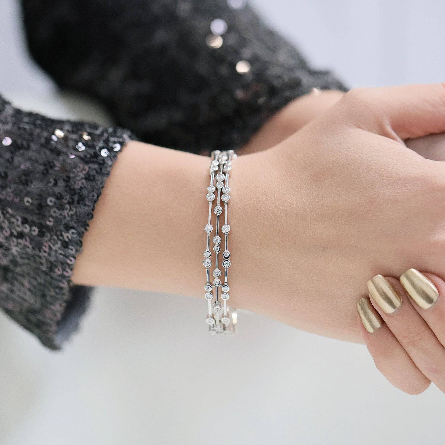 Berry's 18ct White Gold Triple Row Diamond Bracelet - Berry's Jewellers