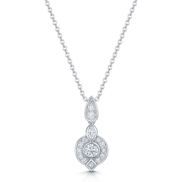 Berry's 18ct White Gold Vintage Style Diamond Pendant - Berry's Jewellers