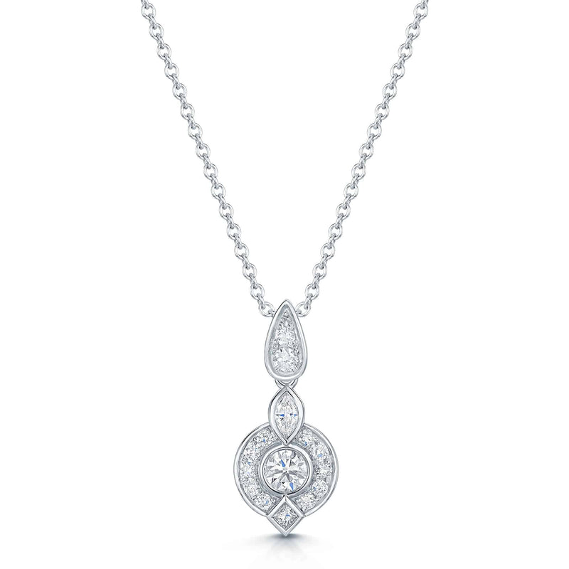 Berry's 18ct White Gold Vintage Style Diamond Pendant - Berry's Jewellers