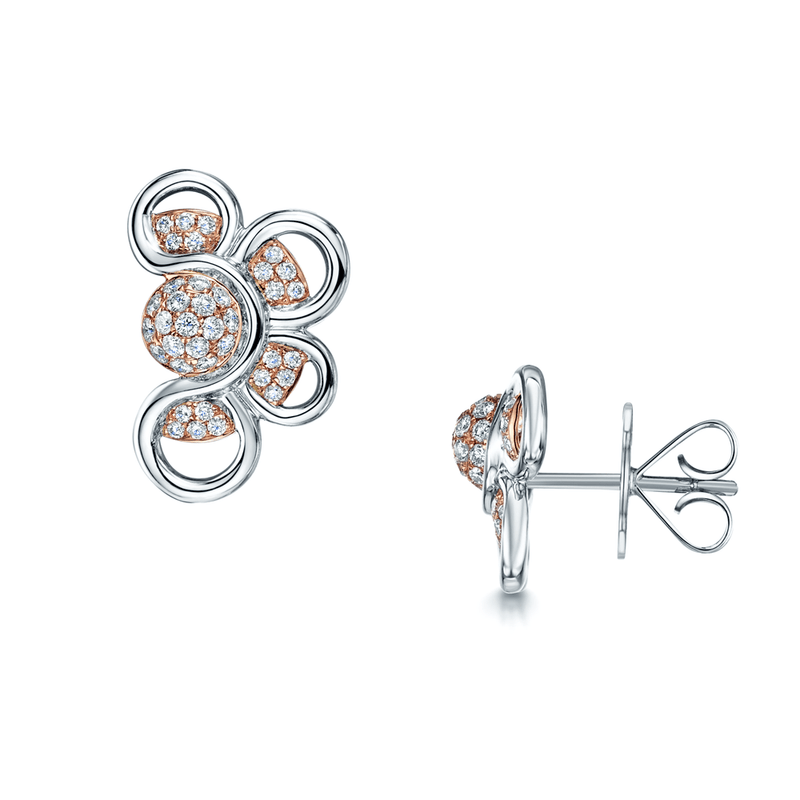 Berry's 18ct White & Rose Gold Diamond Stud Earrings - Berry's Jewellers
