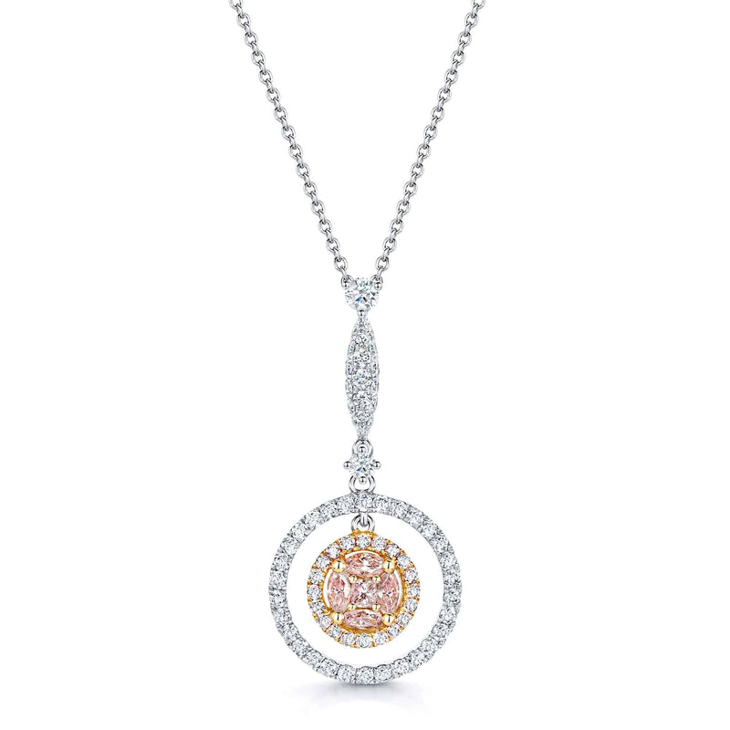 Berry's 18ct White & Rose Gold Pink Diamond Pendant with Double Diamond Surround - Berry's Jewellers