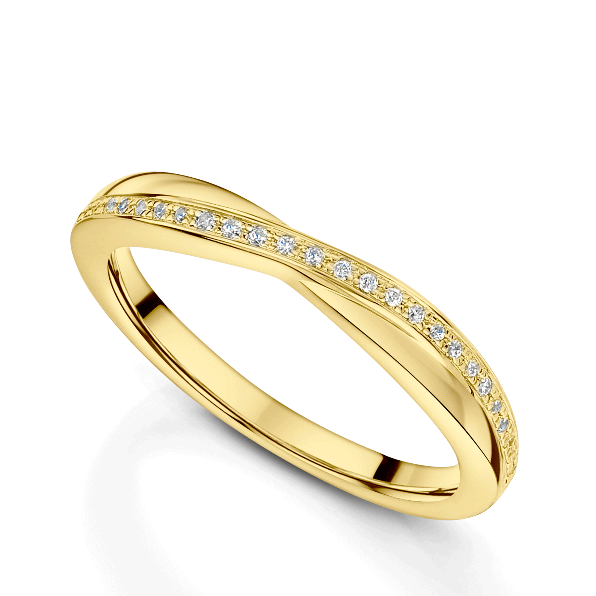 18ct Yellow Gold And Diamond Cross Over Wedding Ring