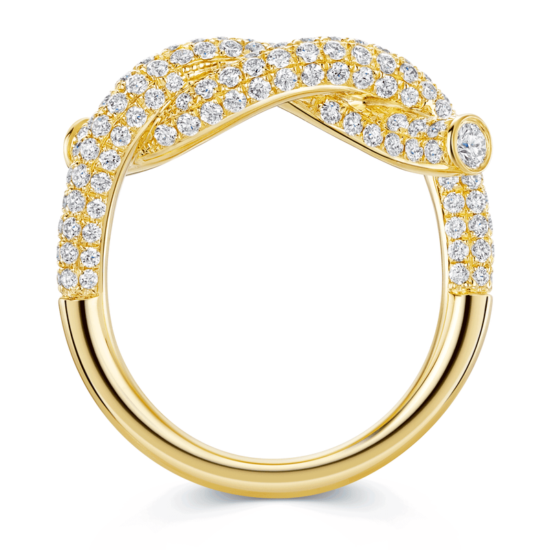 Berry's 18ct Yellow Gold Diamond Knot Pave Set Dress Ring - Berry's Jewellers