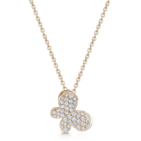 Berry's 18ct Yellow Gold Diamond Pave Set Side Butterfly Pendant - Berry's Jewellers