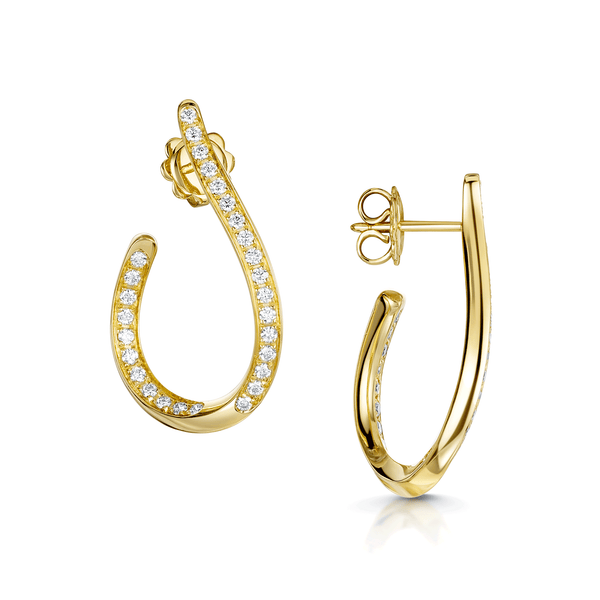Berry's 18ct Yellow Gold Diamond Pave Set Twisted Hoop Earrings - Berry's Jewellers
