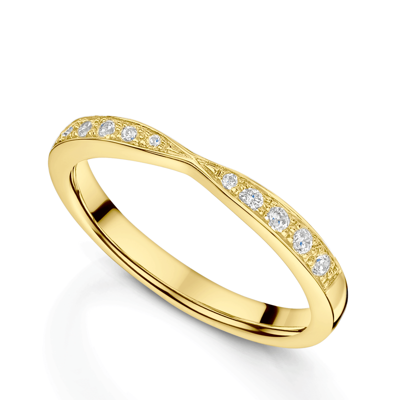 Berry's 18ct Yellow Gold Diamond Set Shaped Wedding Ring - Berry's Jewellers