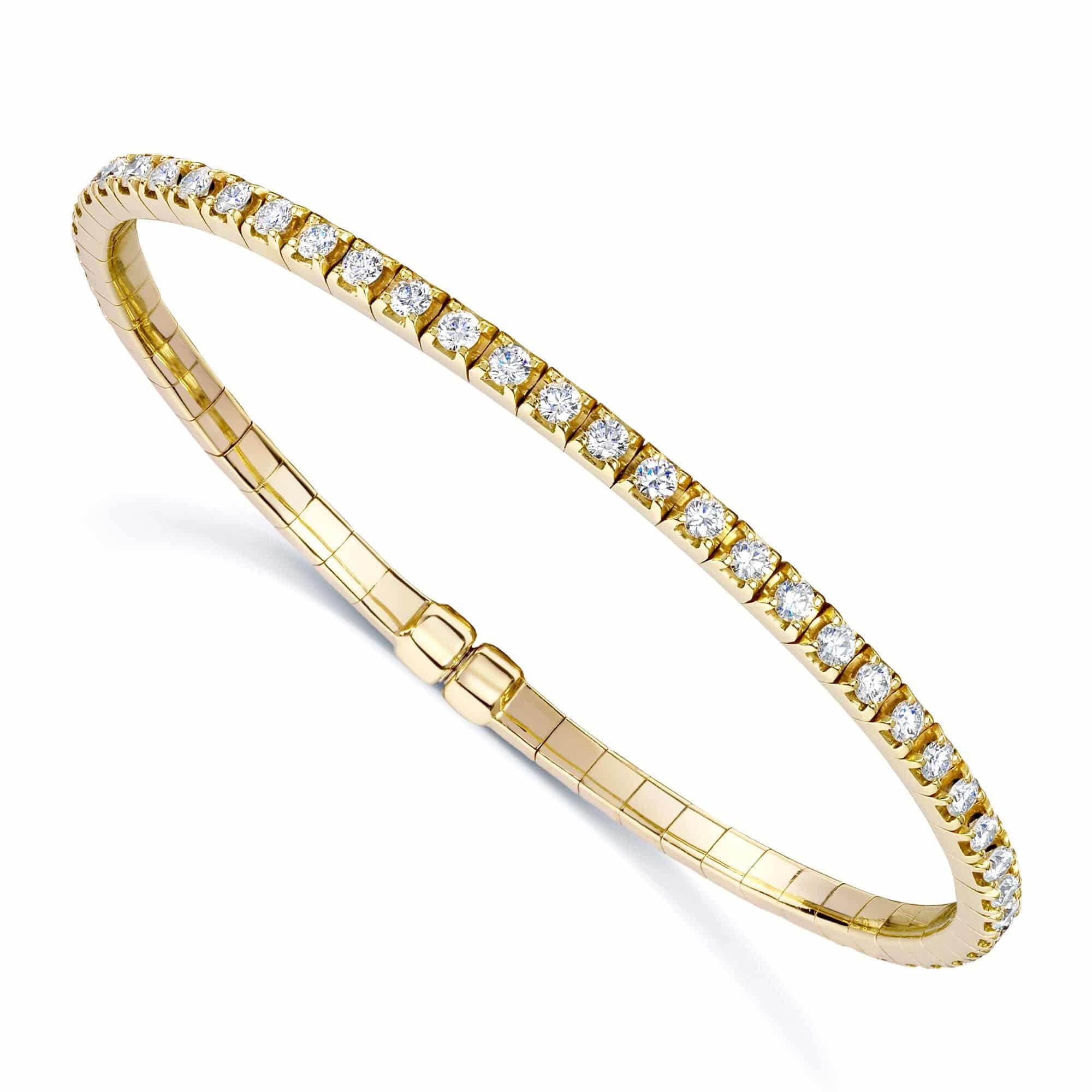 希少✨Chloe Ribbon Rhinestone Gold Bangle 18ct Yellow Gold Diamond Set Sprung Bangle With Magnetic Clasp
