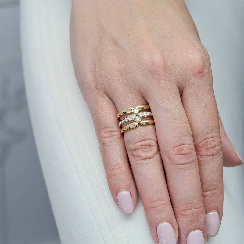 Berry's Platinum Round Brilliant Cut Diamond Three Row Dress Ring - Berry's Jewellers