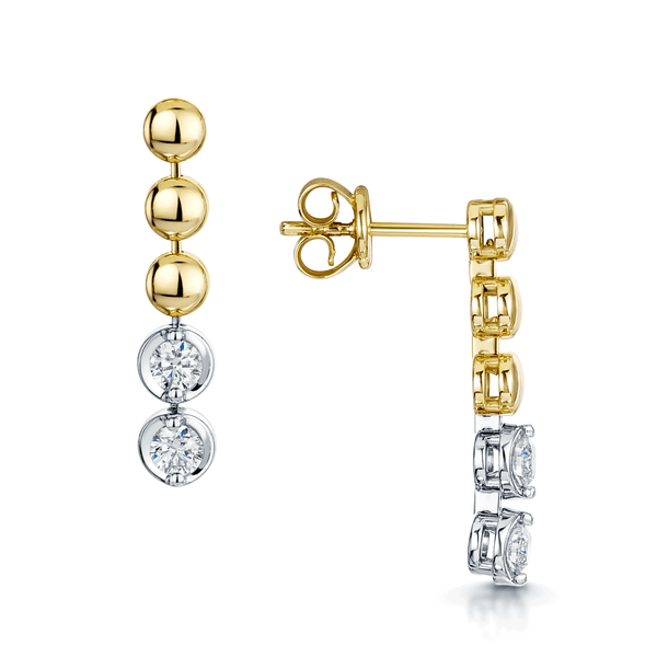 Berry's 18ct Yellow Gold Disc And Round Brilliant Cut Diamond Drop Earrings - Berry's Jewellers