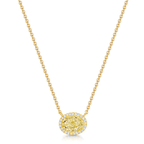 Berry's 18ct Yellow Gold Oval Cut Yellow Diamond Halo Pendant - Berry's Jewellers
