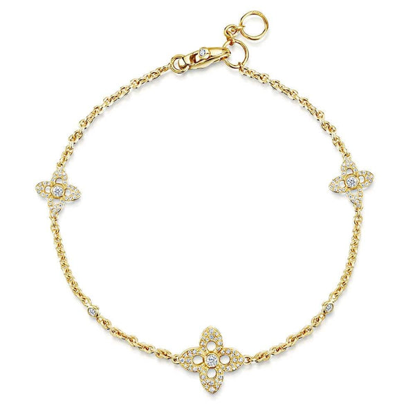 Berry's 18ct Yellow Gold Primavera Plain & Pave Diamond Set Bracelet - Berry's Jewellers