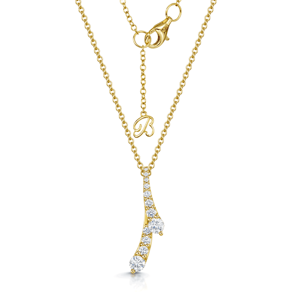 Berry's Berry's OPEIA Nova Collection 18ct Yellow Gold Round Brilliant Cut Double Drop Pendant - Berry's Jewellers