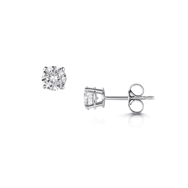 Berry's Classic 18ct White Gold Round Brilliant Cut Diamond Solitaire Stud Earrings - Berry's Jewellers