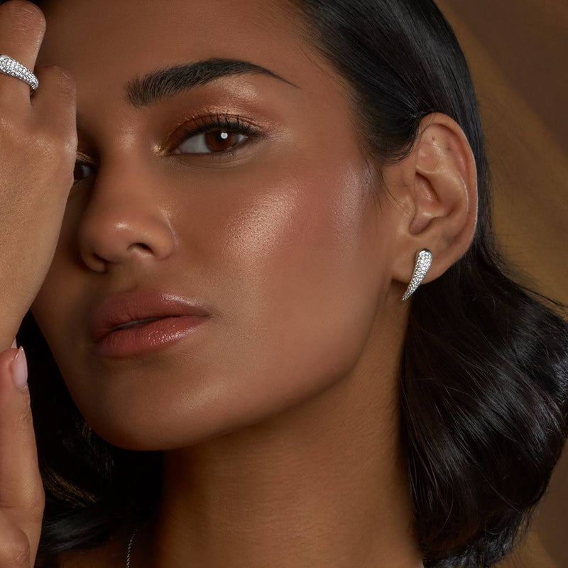 Berry's Ember Collection 18ct White Gold Diamond Pave Set Earrings - Berry's Jewellers