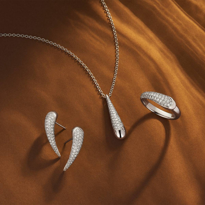 Berry's Ember Collection 18ct White Gold Diamond Pave Set Earrings - Berry's Jewellers