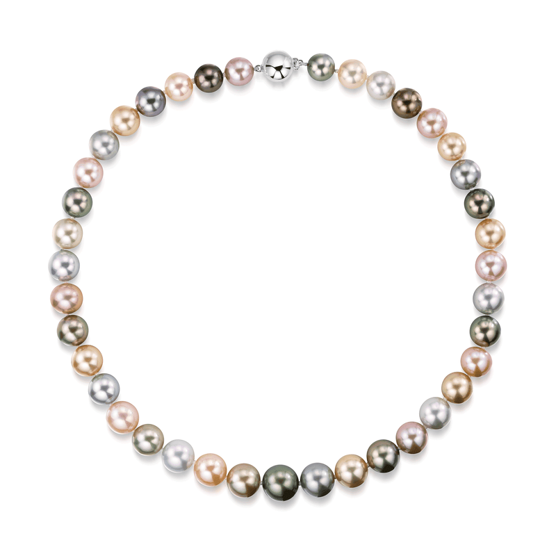 Berry's Natural Cultured Multi Coloured South Sea Pearl & Pink Fresh Water Peal Necklet - Berry's Jewellers