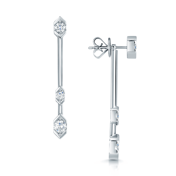 Berry's Nouveau Collection 18ct White Gold Diamond Bar Drop Earrings - Berry's Jewellers